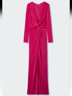 Mango Fuscia Knitted Long Gown
